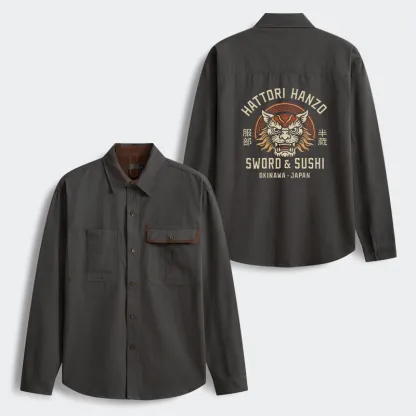 Tokyo-Tiger Hattori Lion Japanese Samurai Men's Corduroy Work Jacket