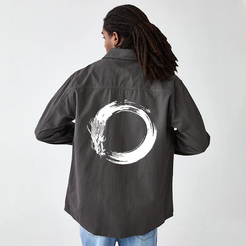 Tokyo-Tiger Dragon's Circle Men's Corduroy Work Jacket