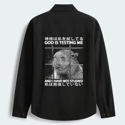 Tokyo-Tiger God Is Testing Me Men's Corduroy Work Jacket