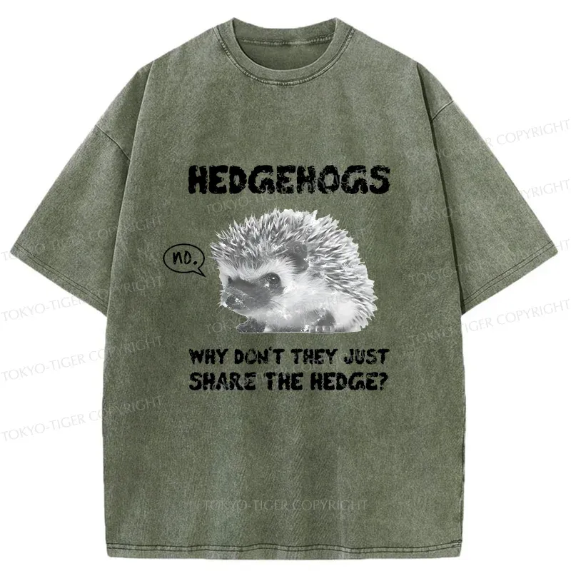 Tokyo-Tiger Funny Hedgehog Meme Washed T-Shirt