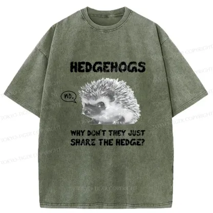 Tokyo-Tiger Funny Hedgehog Meme Washed T-Shirt