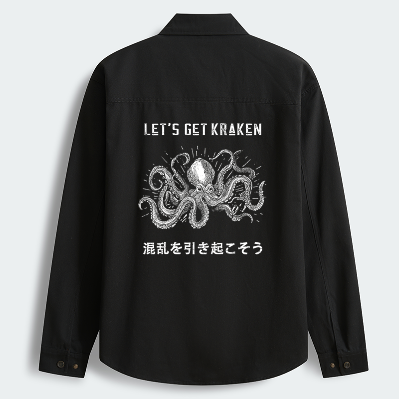 Tokyo-Tiger Funny Octopus：Let’s Get Kraken Men's Corduroy Work Jacket