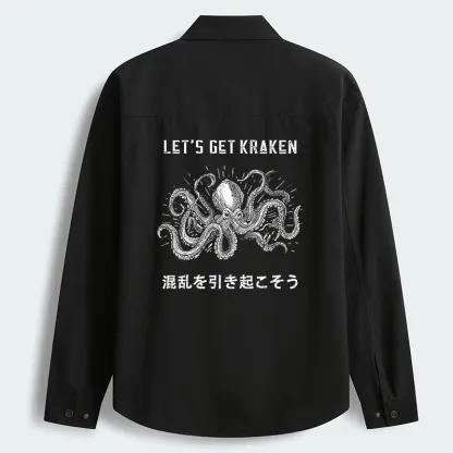 Tokyo-Tiger Funny Octopus：Let’s Get Kraken Men's Corduroy Work Jacket