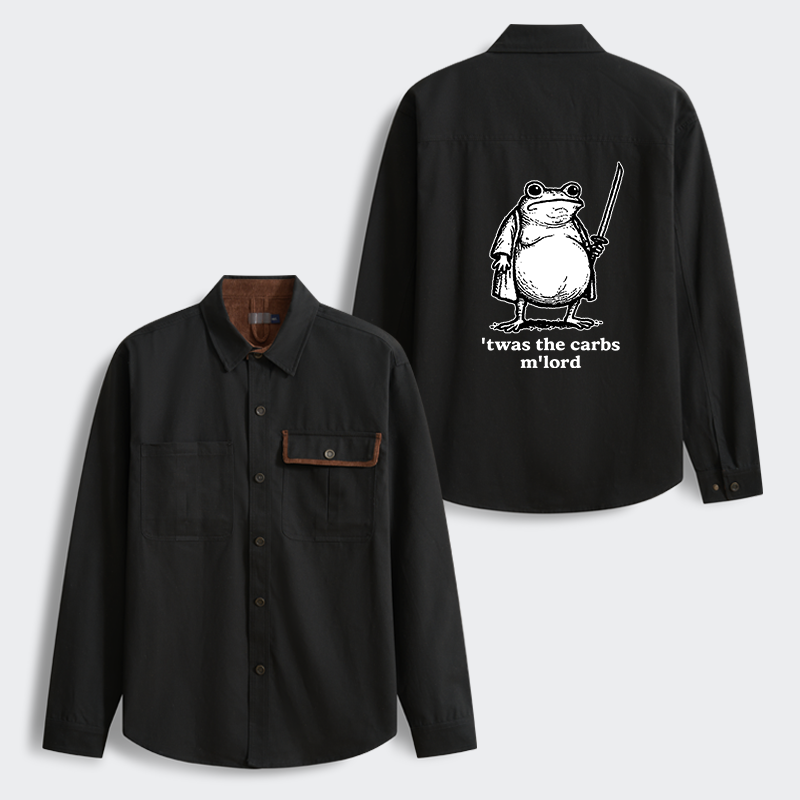 Tokyo-Tiger Funny Fat Samurai Frog Men's Corduroy Work Jacket