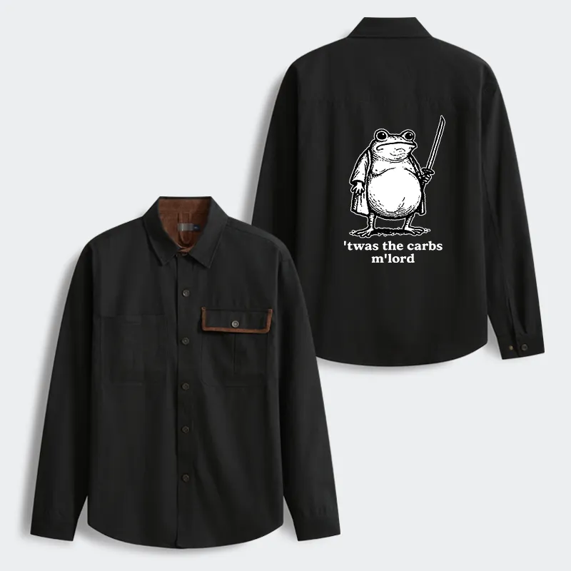 Tokyo-Tiger Funny Fat Samurai Frog Men's Corduroy Work Jacket