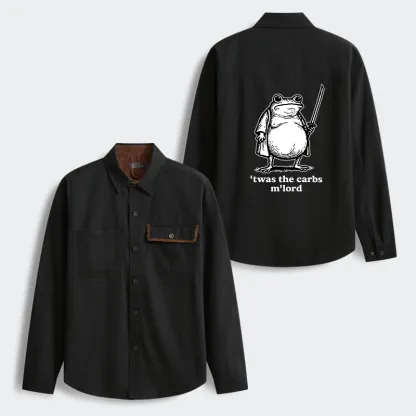 Tokyo-Tiger Funny Fat Samurai Frog Men's Corduroy Work Jacket
