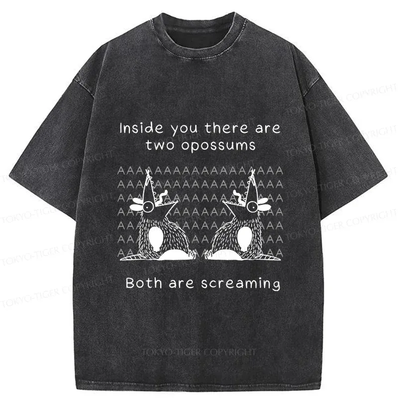 Tokyo-Tiger Screaming Opossums Washed T-Shirt