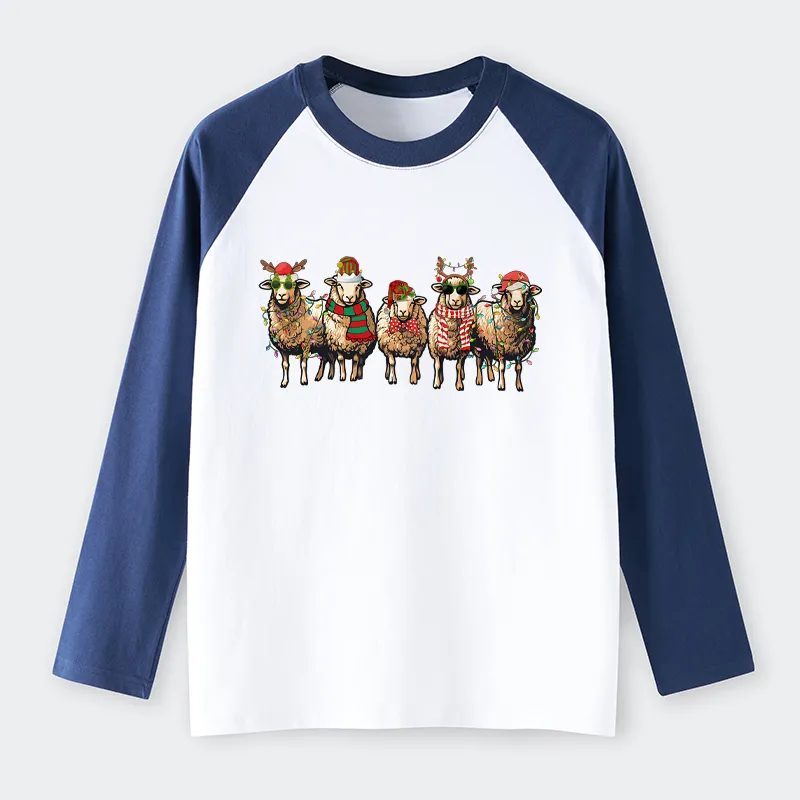 Tokyo-Tiger Christmas Sheep Raglan Long Sleeve T-shirt