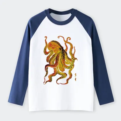 Tokyo-Tiger Deep Sea Gorgeous Octopus Raglan Long Sleeve T-shirt