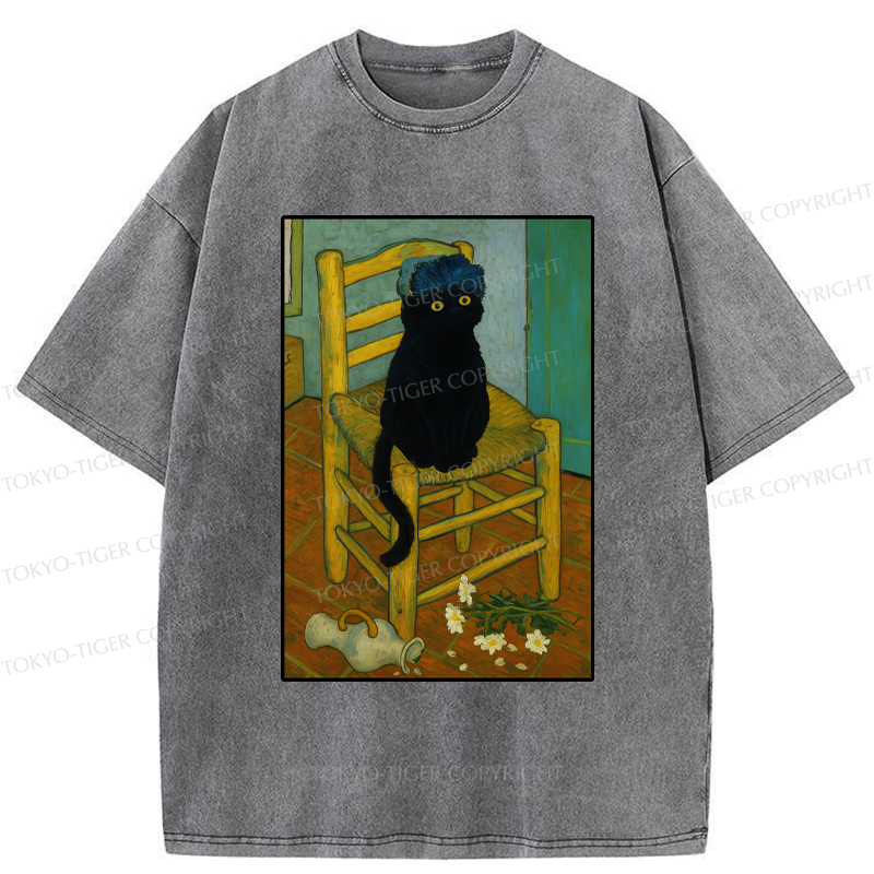 Tokyo-Tiger Black Cat or Van Gogh Washed T-Shirt