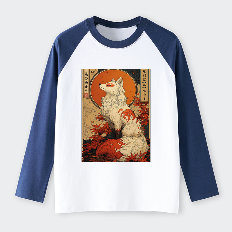 Tokyo-Tiger The Fox of Fates: A Tale of Nine Tails Raglan Long Sleeve T-shirt