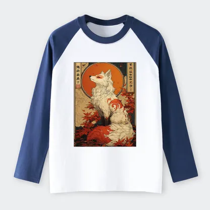 Tokyo-Tiger The Fox of Fates: A Tale of Nine Tails Raglan Long Sleeve T-shirt