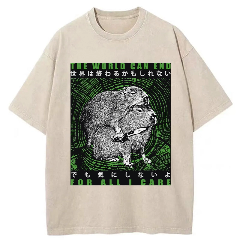 Tokyo-Tiger World Can End For All I Care Washed T-Shirt