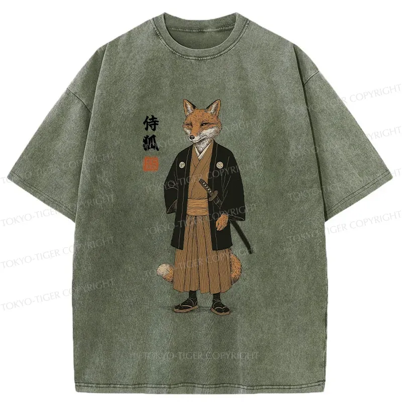 Tokyo-Tiger Fox Samurai Washed T-Shirt