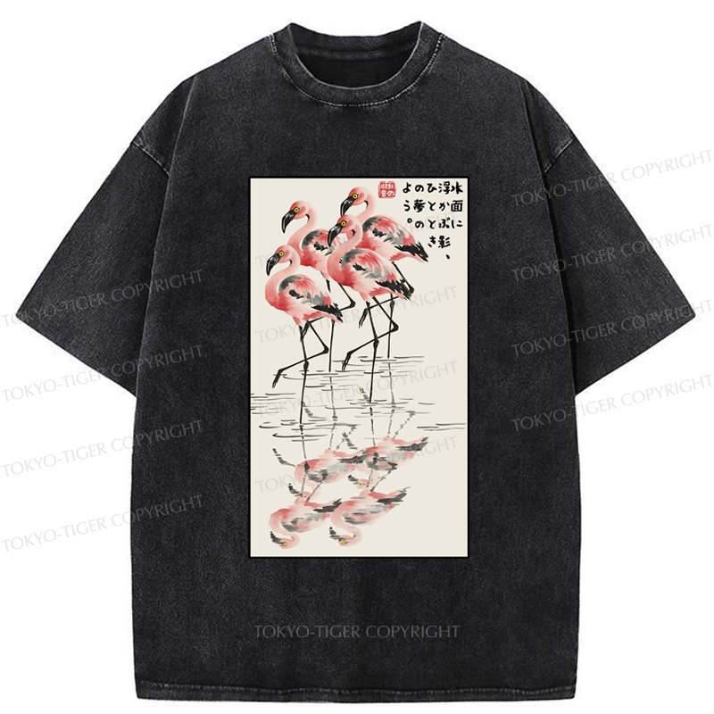 Tokyo-Tiger Flamingo's Grace Washed T-Shirt