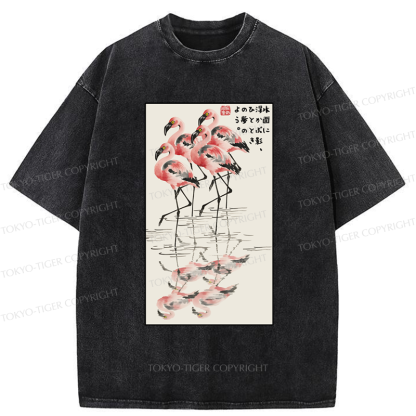Tokyo-Tiger Flamingo's Grace Washed T-Shirt