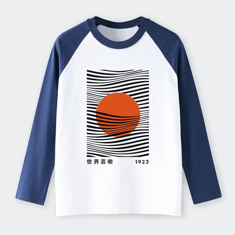 Tokyo-Tiger Minimalist Art Sun Raglan Long Sleeve T-shirt