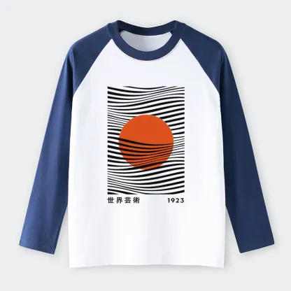 Tokyo-Tiger Minimalist Art Sun Raglan Long Sleeve T-shirt