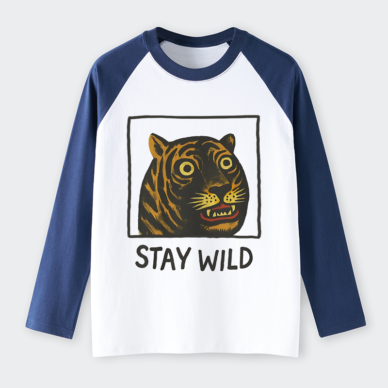 Tokyo-Tiger Silly And Cute Tiger Raglan Long Sleeve T-shirt