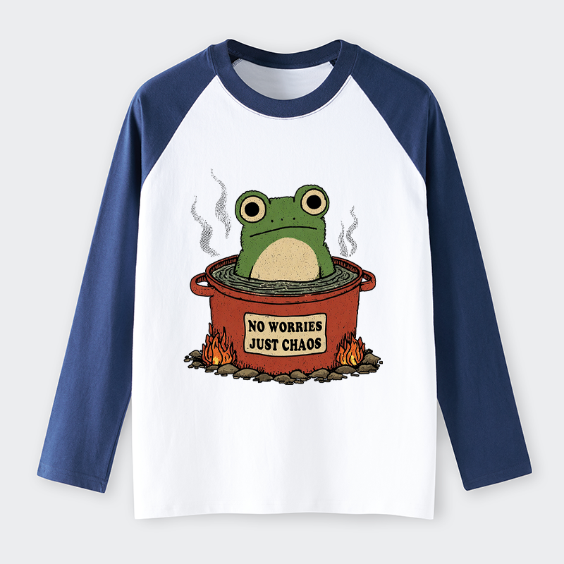 Tokyo-Tiger Frog：No Worries，Just Chaos Raglan Long Sleeve T-shirt