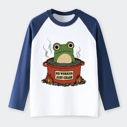 Tokyo-Tiger Frog：No Worries，Just Chaos Raglan Long Sleeve T-shirt