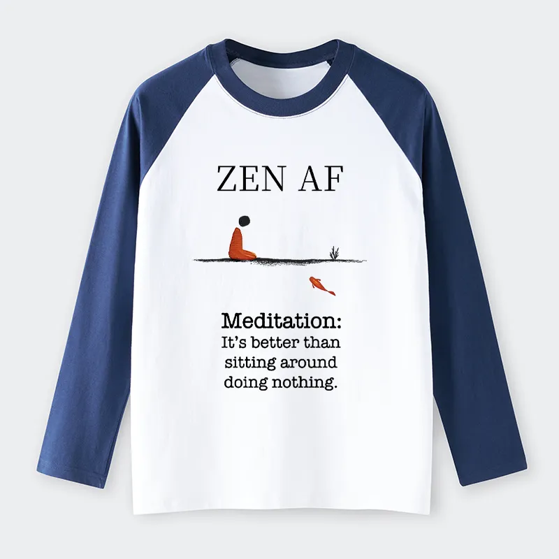 Tokyo-Tiger Zen Vibes Only: The Power of Meditation Raglan Long Sleeve T-shirt