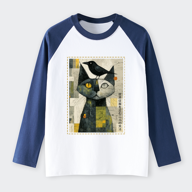 Tokyo-Tiger The Cat And The Crow Are Planning To Rule The World Raglan Long Sleeve T-shirt