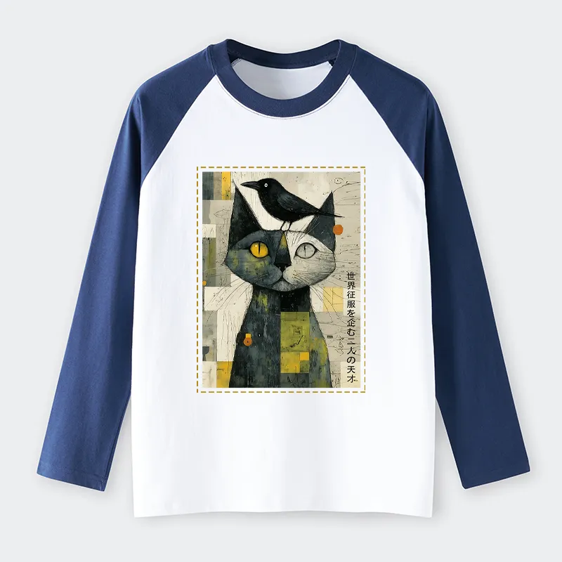 Tokyo-Tiger The Cat And The Crow Are Planning To Rule The World Raglan Long Sleeve T-shirt