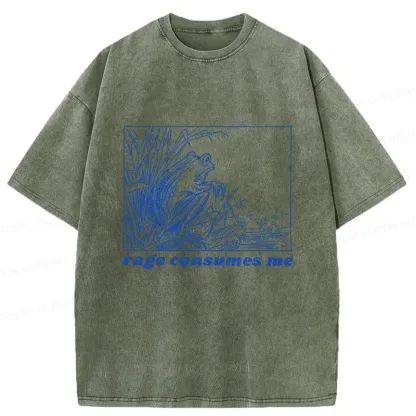 Tokyo-Tiger Rage Consumes Frog Washed T-Shirt