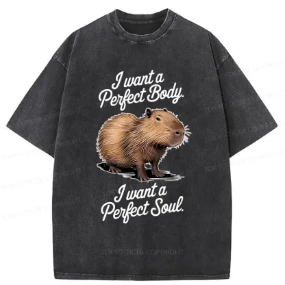 Tokyo-Tiger Capybaras Want Perfection Washed T-Shirt