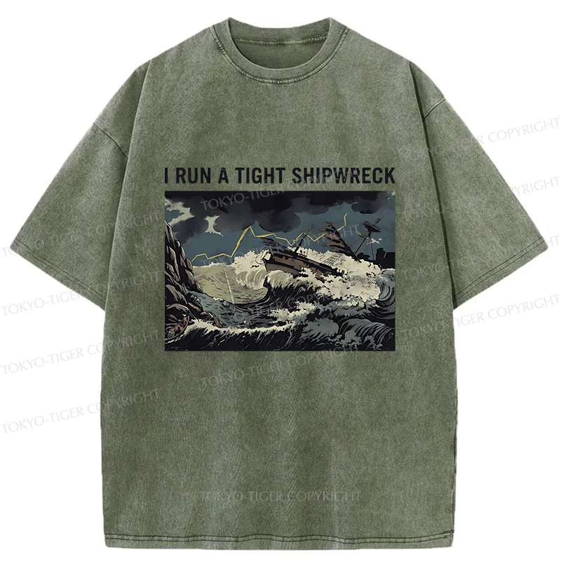 Tokyo-Tiger Shipwreck Meme Washed T-Shirt
