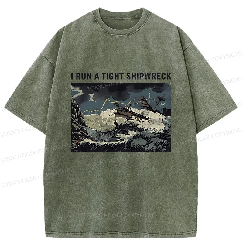 Tokyo-Tiger Shipwreck Meme Washed T-Shirt