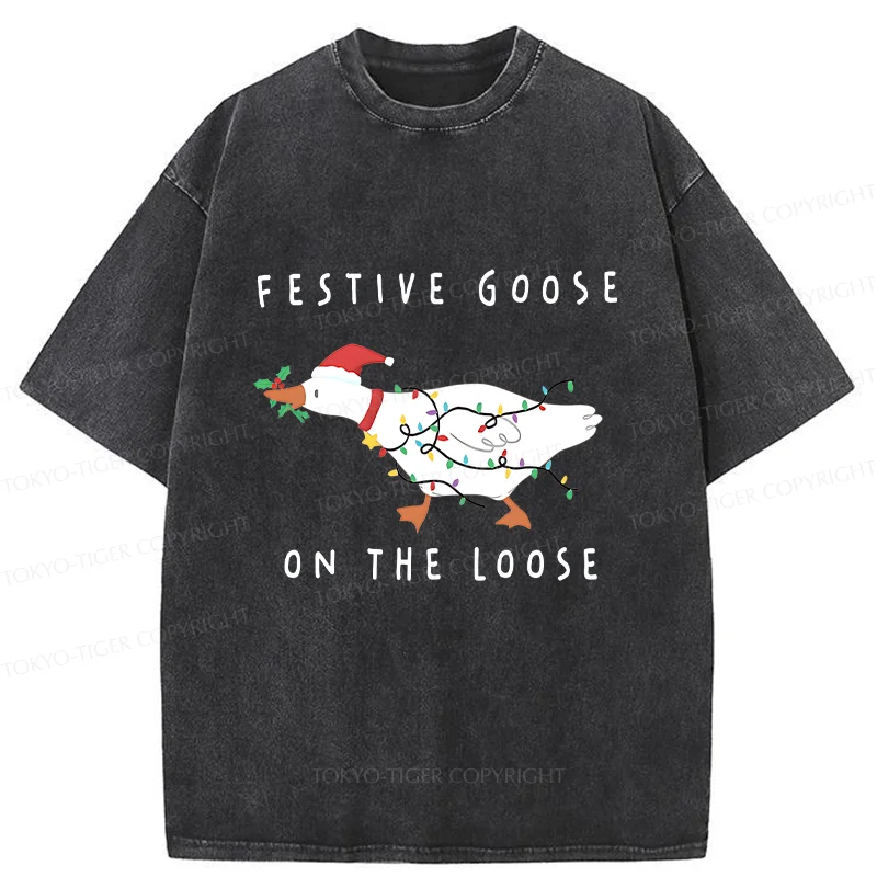 Tokyo-Tiger Stupid Goose Christmas Washed T-Shirt