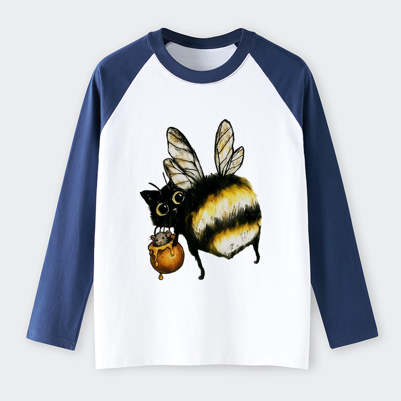 Tokyo-Tiger Cute Catbee Butt Raglan Long Sleeve T-shirt
