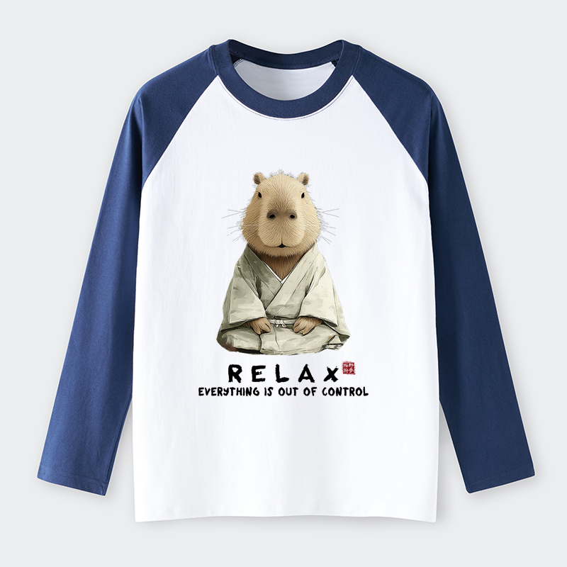 Tokyo-Tiger Zen Capybara：Relax, It's All Chaos Raglan Long Sleeve T-shirt