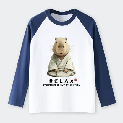 Tokyo-Tiger Zen Capybara：Relax, It's All Chaos Raglan Long Sleeve T-shirt