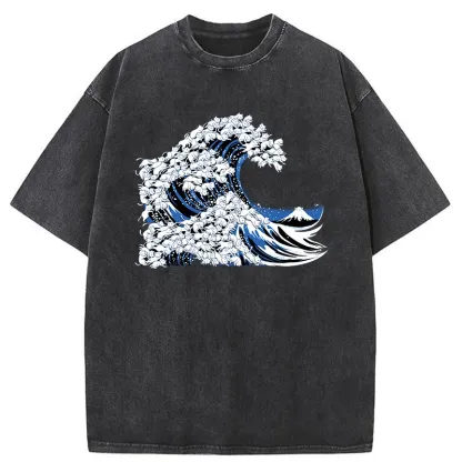 Tokyo-Tiger Japanese Cat Wave Washed T-Shirt