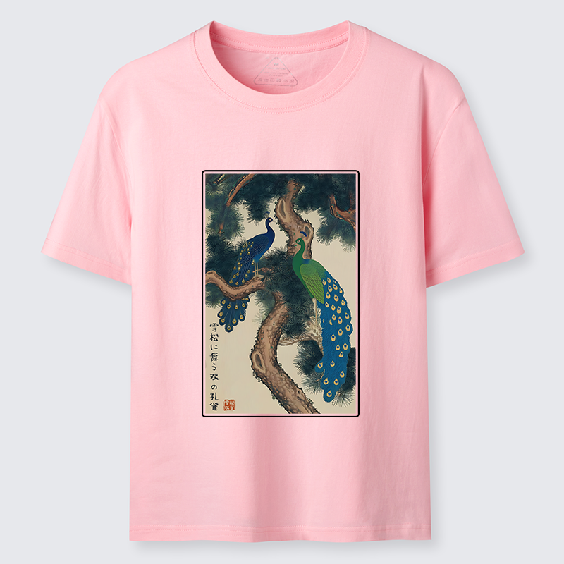 Tokyo-Tiger Peacocks in Snowy Pines Classic T-Shirt