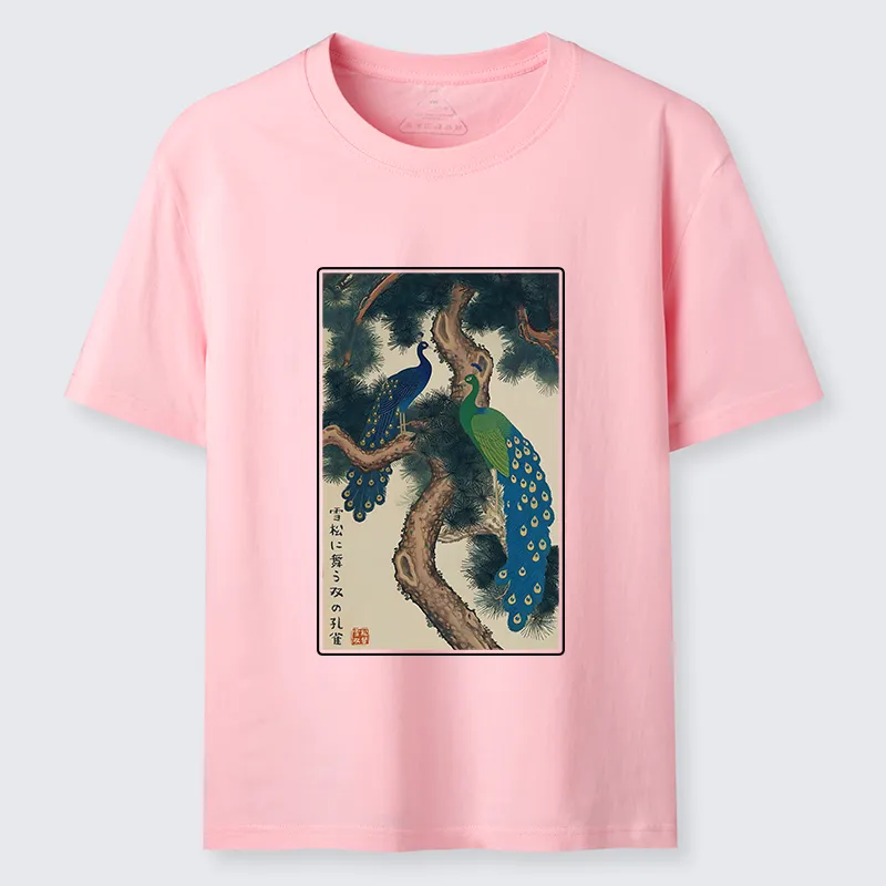 Tokyo-Tiger Peacocks in Snowy Pines Classic T-Shirt