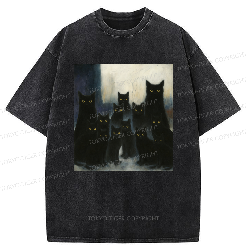 Tokyo-Tiger The Black Cat Watch Washed T-Shirt