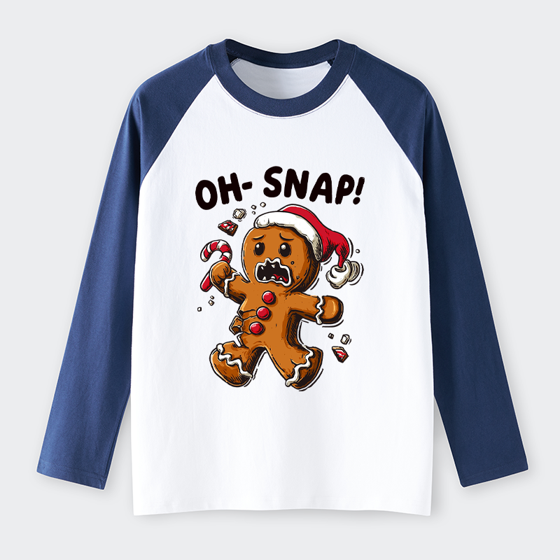 Tokyo-Tiger Oh Snap The Gingerbread Man's Christmas Chaos Raglan Long Sleeve T-shirt
