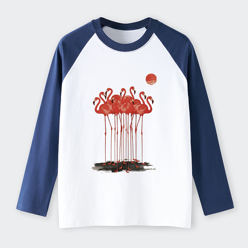 Tokyo-Tiger Flamingos at Dusk Raglan Long Sleeve T-shirt