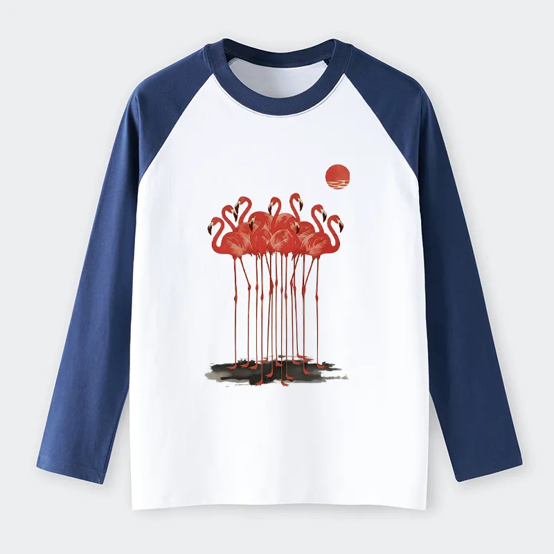Tokyo-Tiger Flamingos at Dusk Raglan Long Sleeve T-shirt