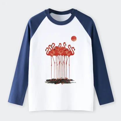 Tokyo-Tiger Flamingos at Dusk Raglan Long Sleeve T-shirt