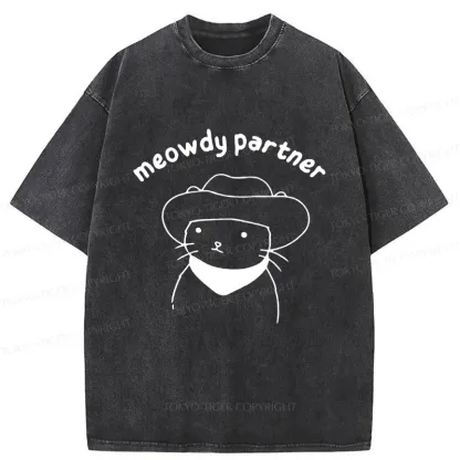 Tokyo-Tiger Cat Companion Washed T-Shirt