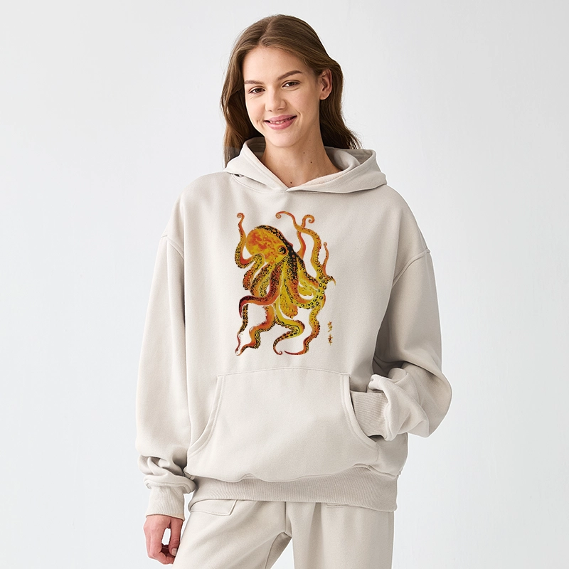Tokyo-Tiger Deep Sea Gorgeous Octopus Aldult Fleece Hoodie