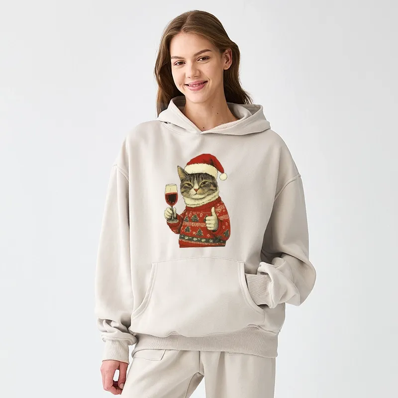 Tokyo-Tiger Christmas Cat Likes Aldult Fleece Hoodie