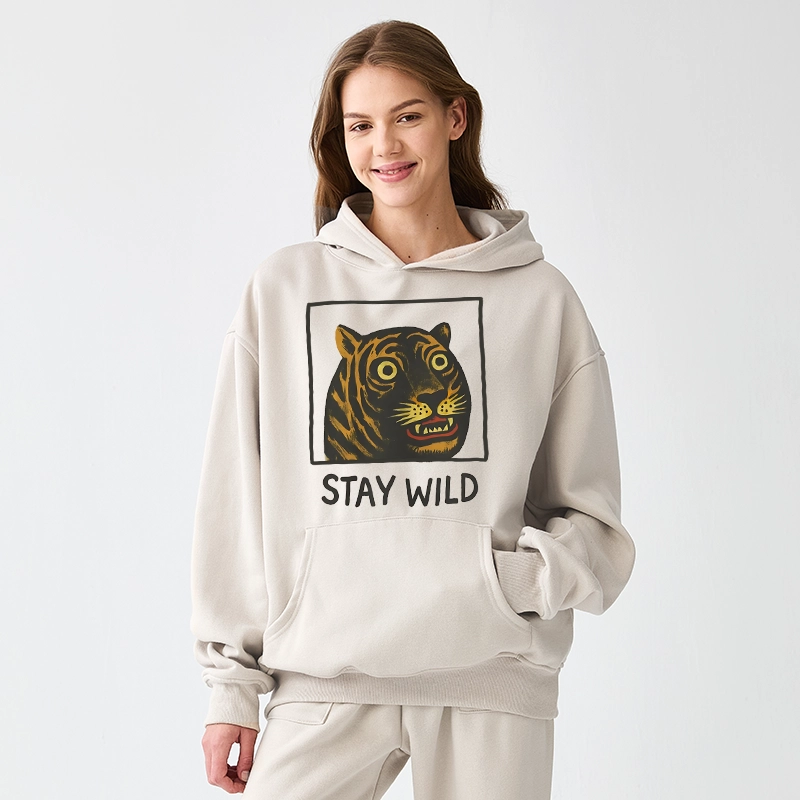 Tokyo-Tiger Silly And Cute Tiger Aldult Fleece Hoodie