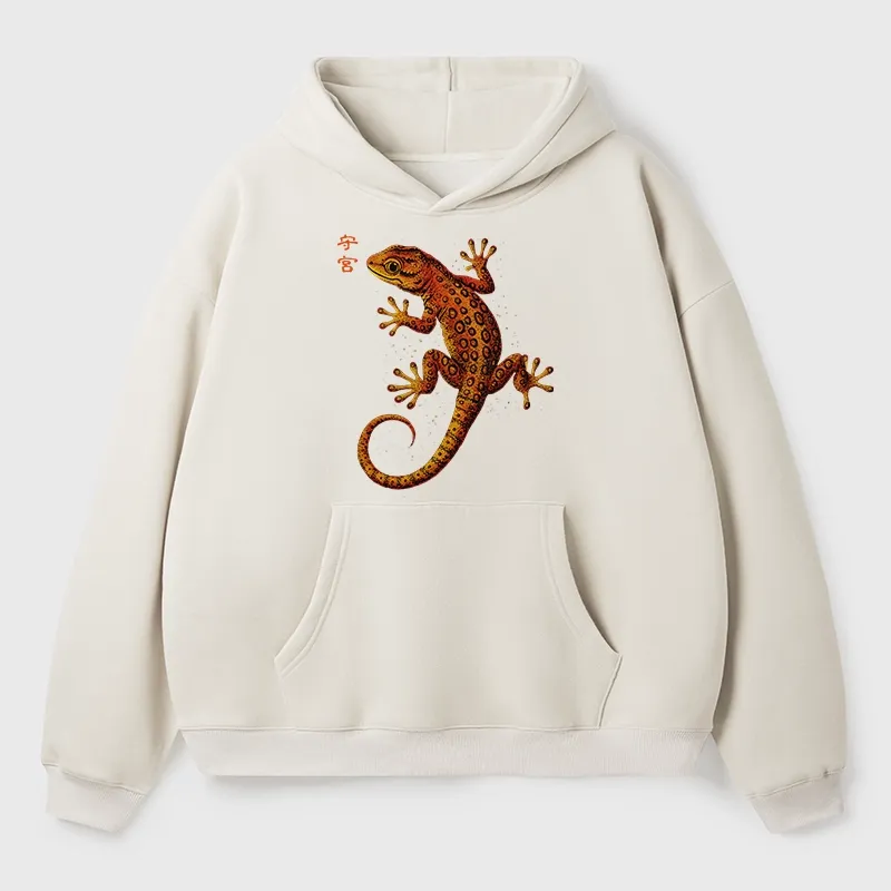 Tokyo-Tiger Retro Gecko Funny Aldult Fleece Hoodie