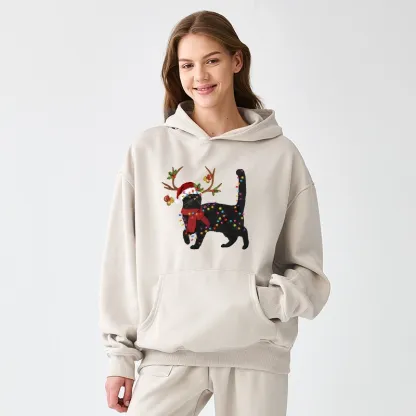 Tokyo-Tiger Christmas Black Cat Aldult Fleece Hoodie